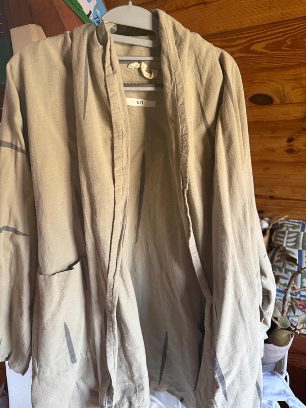 Uzi NYC Cream Linen Open Front Duster Coat One Size Oversized